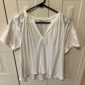 Lucky Brand White Mixed Media BoHo Top, Size: Small